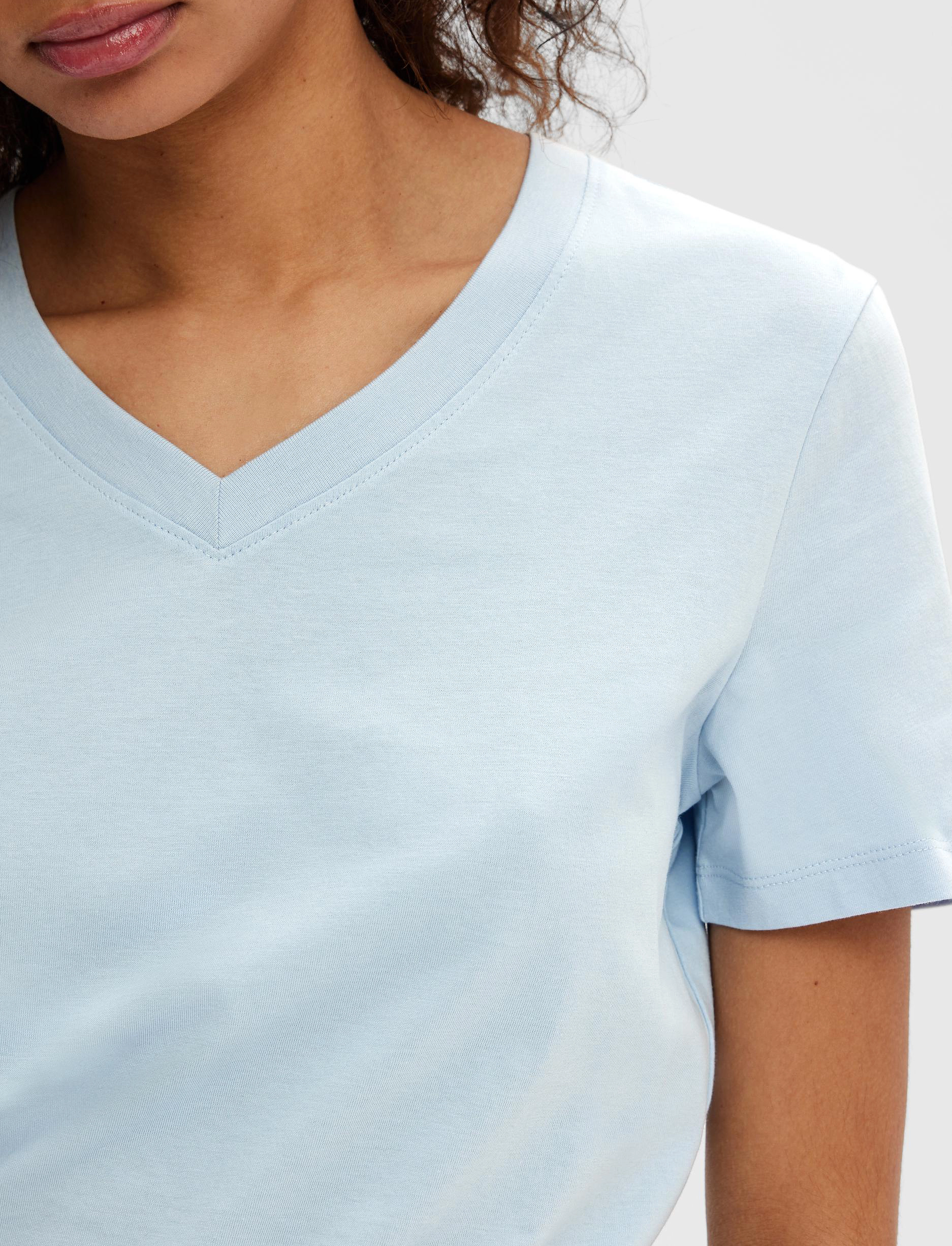 Selected - SLWESSENTIAL SS V-NECK TEE NOOS - t-shirts - cashmere blue - 4