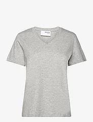 Selected Femme - SLFESSENTIAL SS V-NECK TEE NOOS - t-shirts - light grey melange - 0