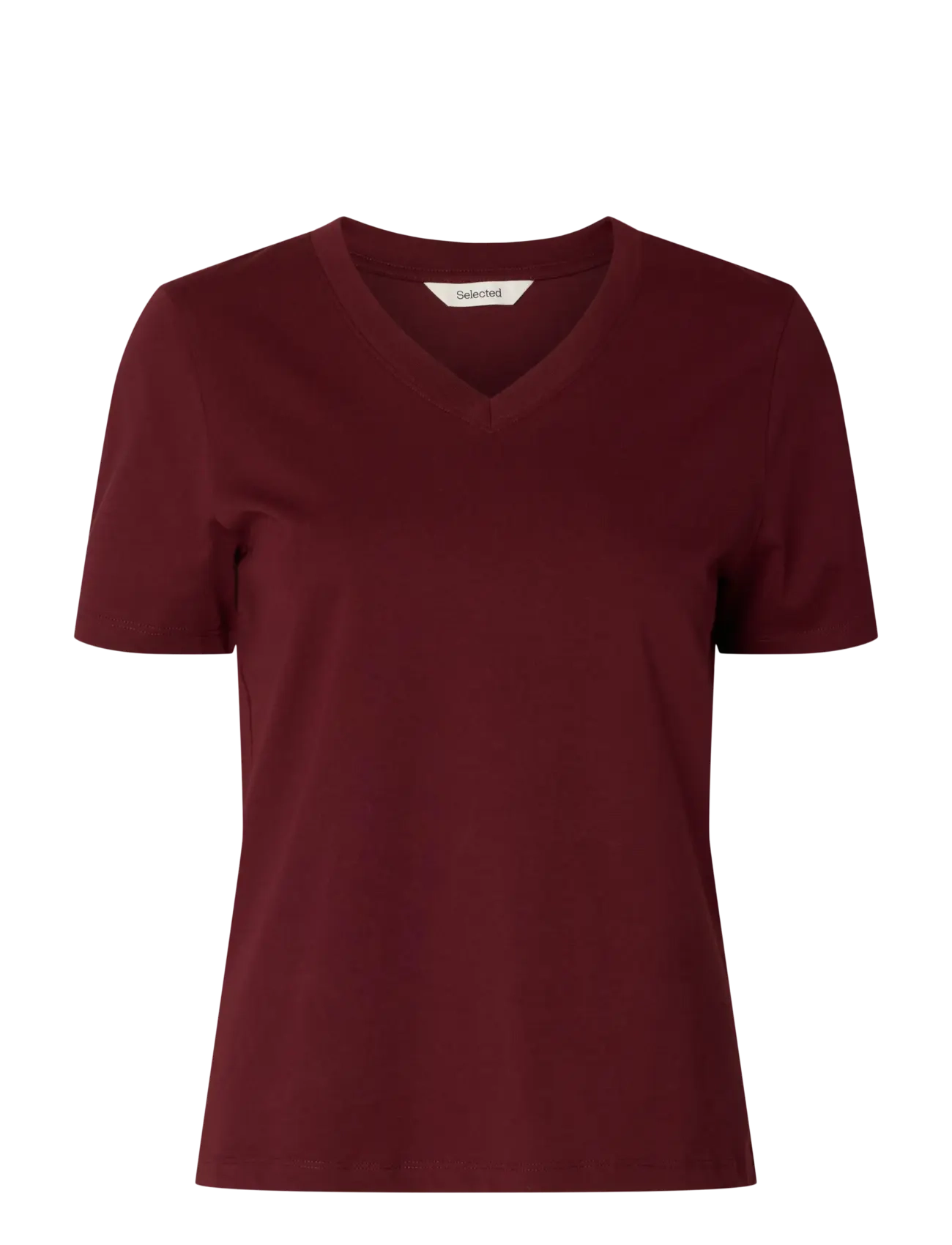 Selected SLWESSENTIAL SS V-NECK TEE NOOS - Selected - TAWNY PORT / burgundy