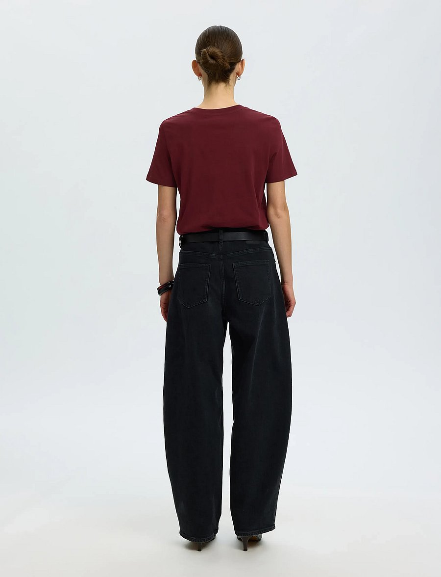 Selected - SLWESSENTIAL SS V-NECK TEE NOOS - t-shirts - tawny port - 2