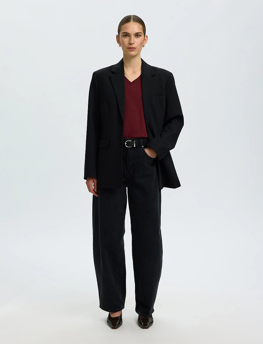 Selected - SLWESSENTIAL SS V-NECK TEE NOOS - t-shirts - tawny port - 5