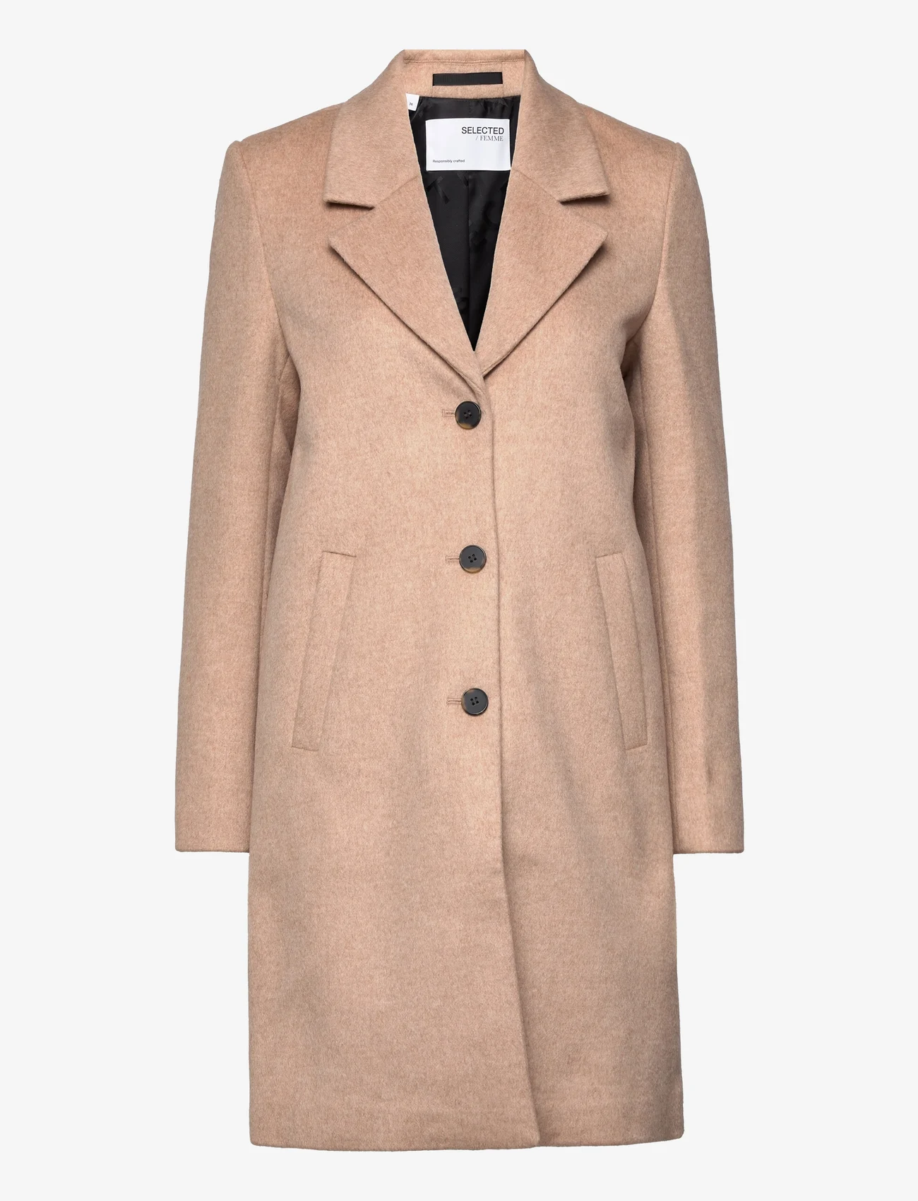 Selected Femme - SLFMETTE WOOL COAT B - winter coats - beige - 0