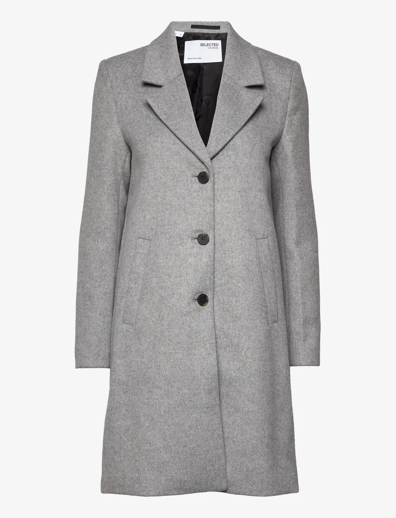 Selected Femme - SLFMETTE WOOL COAT B - winter coats - light grey melange - 0