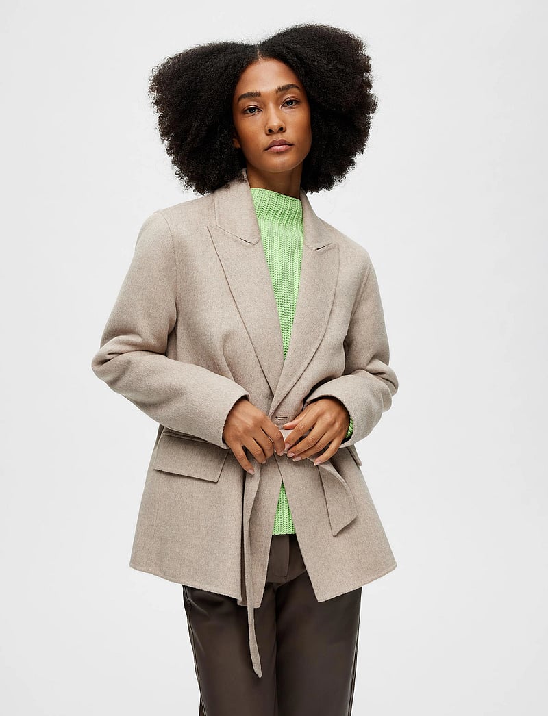 Selected - SLFTARA HANDMADE JACKET B NOOS - ullarjakkar - sandshell - 0