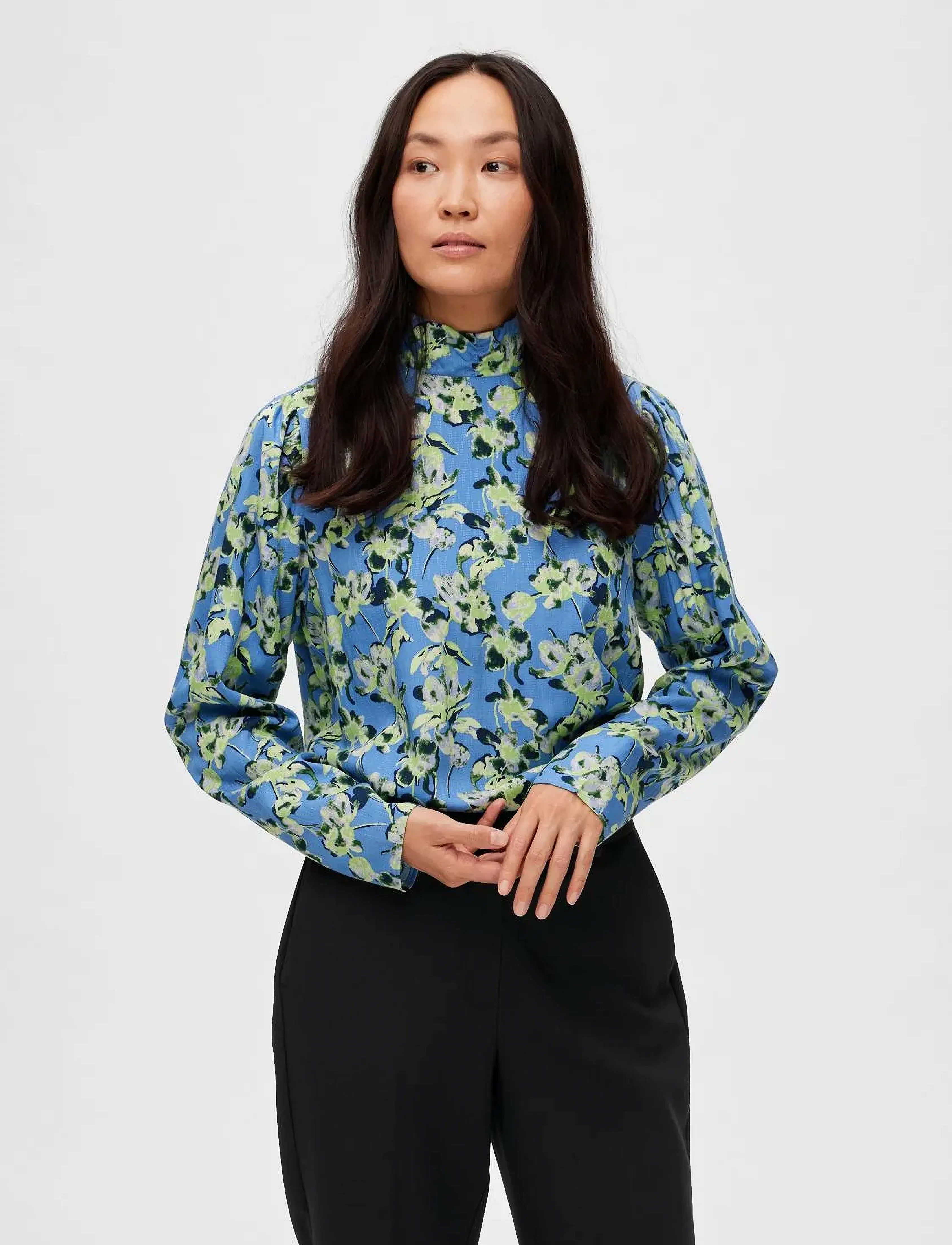 Selected Slfjana Ls Aop Top B, 36, Blue, Bluser > Langærmede, Dame