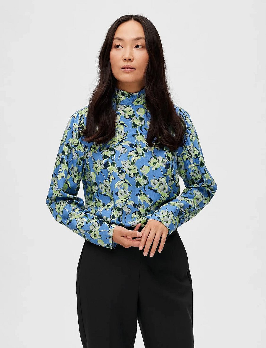 Selected - SLFJANA LS AOP TOP B - langærmede bluser - ultramarine - 0