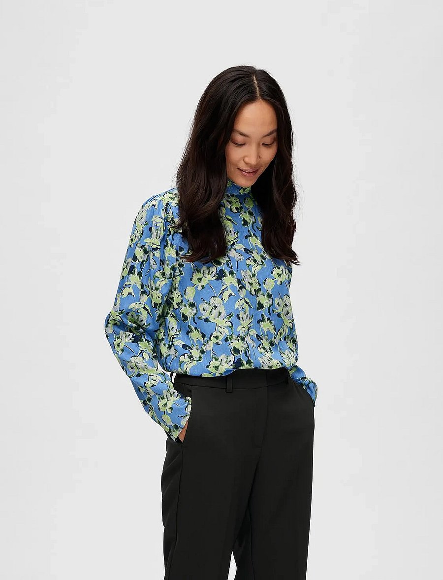 Selected - SLFJANA LS AOP TOP B - langærmede bluser - ultramarine - 5