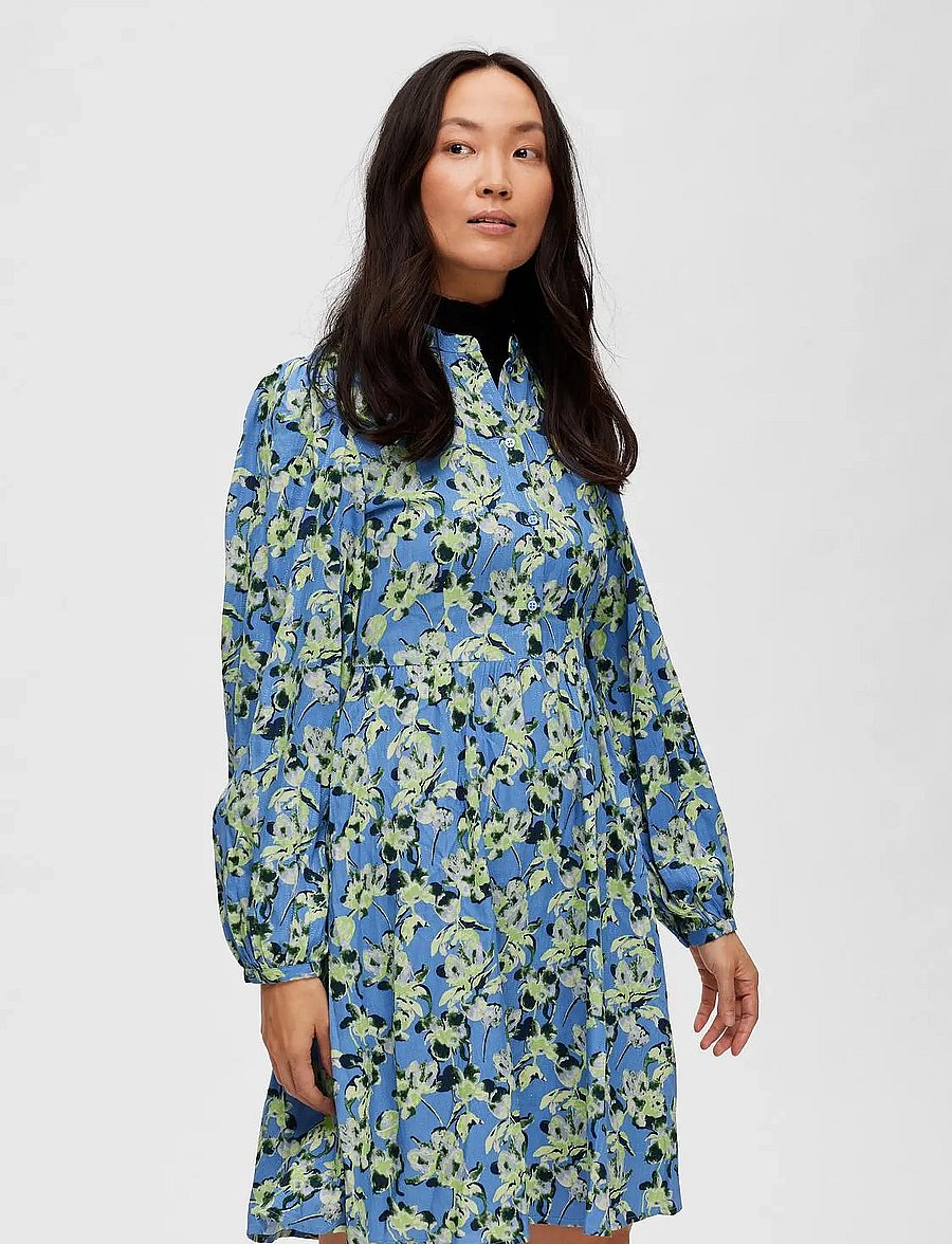 Selected - SLFJANA LS SHORT SHIRT DRESS B - robes chemises - ultramarine - 0