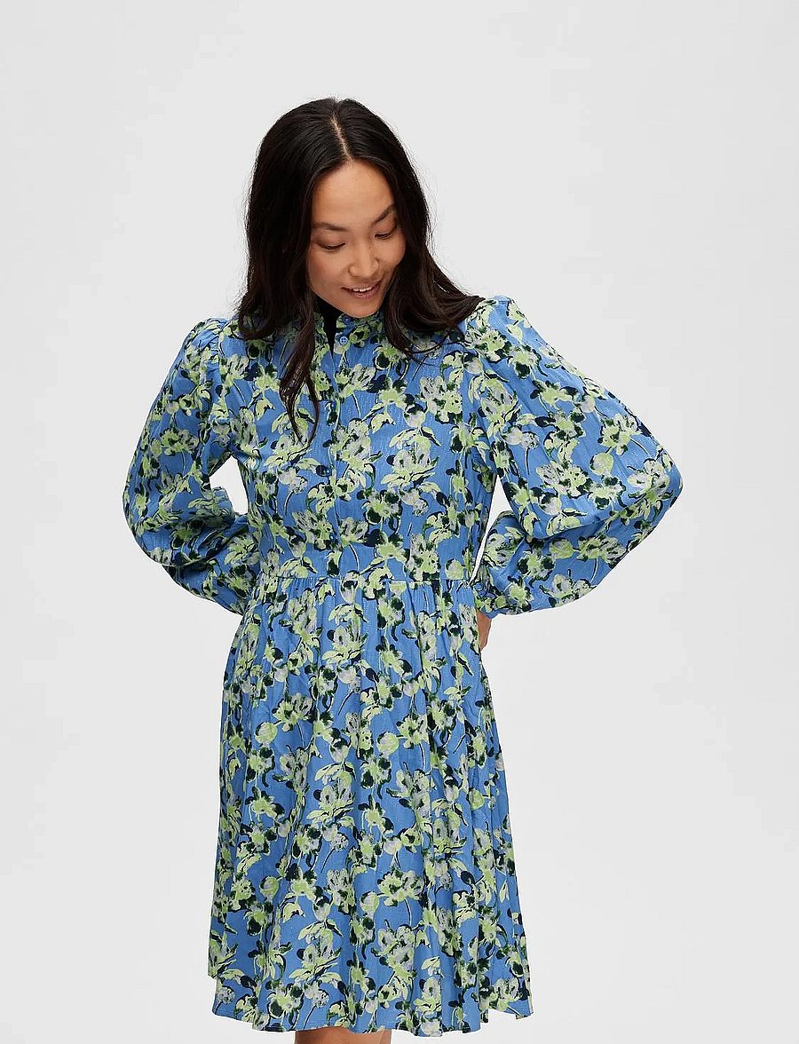 Selected - SLFJANA LS SHORT SHIRT DRESS B - robes chemises - ultramarine - 4