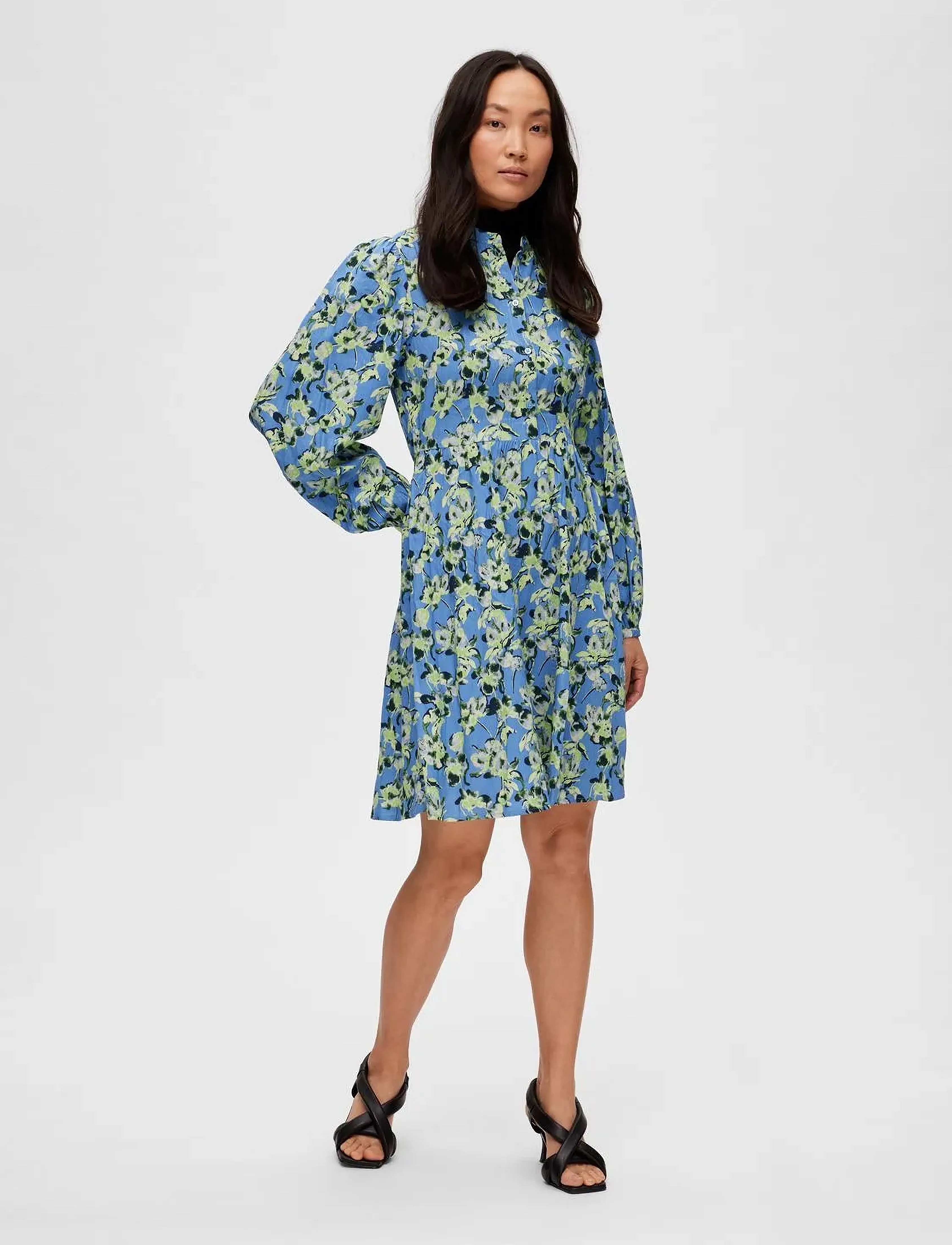 Selected - SLFJANA LS SHORT SHIRT DRESS B - robes chemises - ultramarine - 5