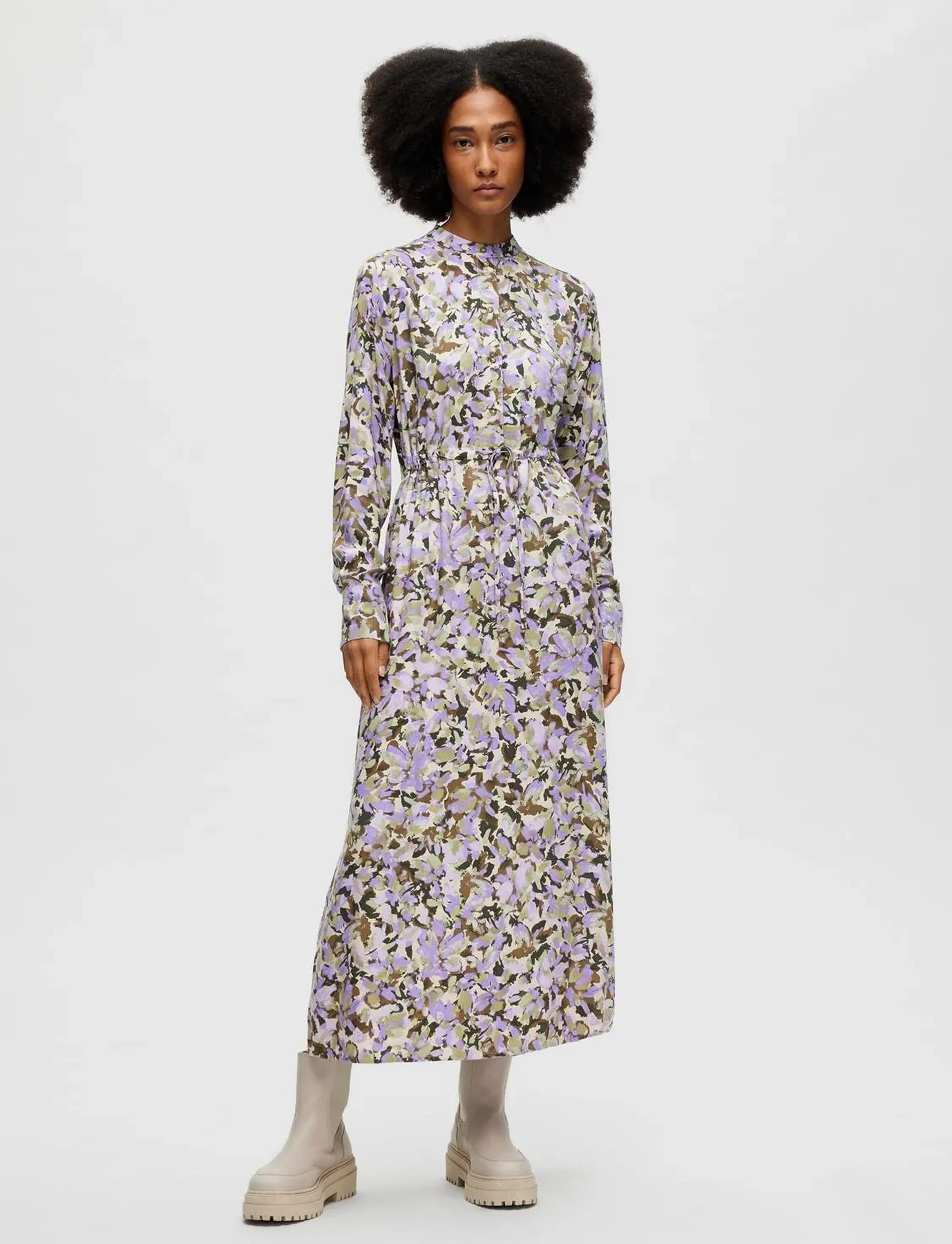 Selected SLFKATRIN LS ANKLE DRESS B - Kjoler - SANDSHELL / purple