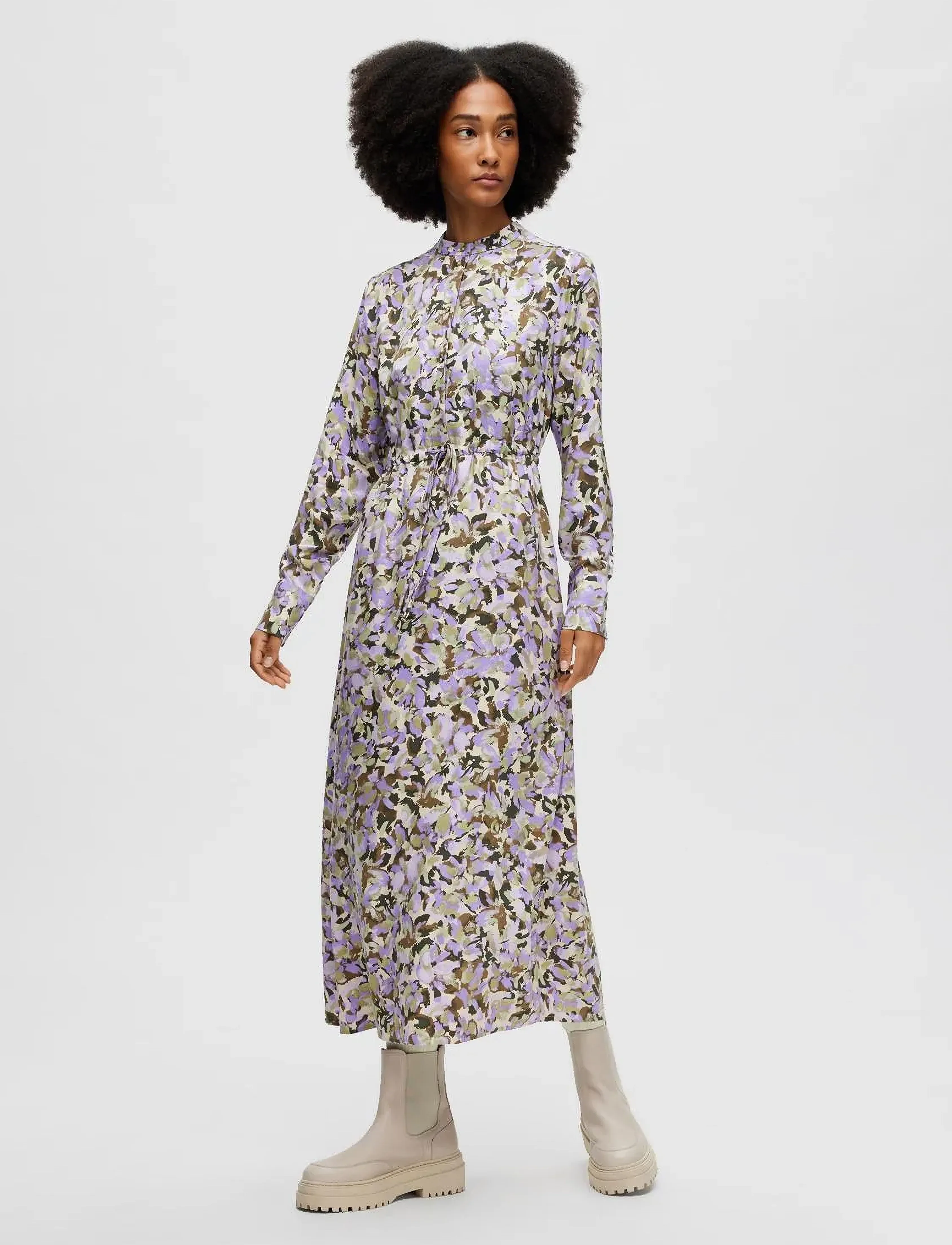 Selected - SLFKATRIN LS ANKLE DRESS B - maxi dresses - sandshell - 5