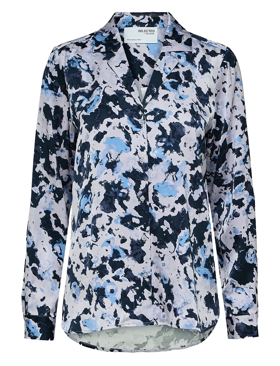 Selected - SLFARONIA LS AOP SATIN SHIRT B - langärmlige hemden - orchid petal - 1