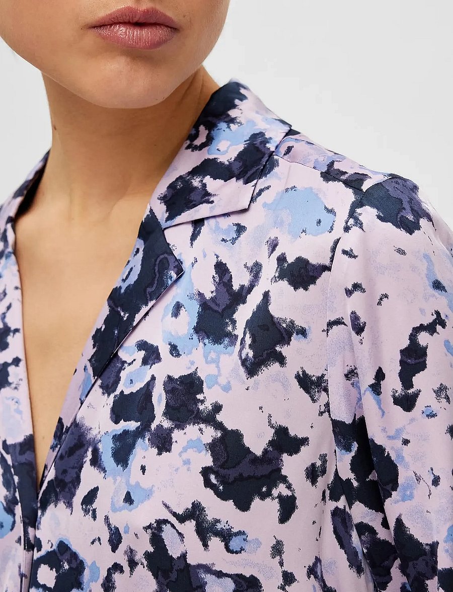 Selected - SLFARONIA LS AOP SATIN SHIRT B - langärmlige hemden - orchid petal - 5