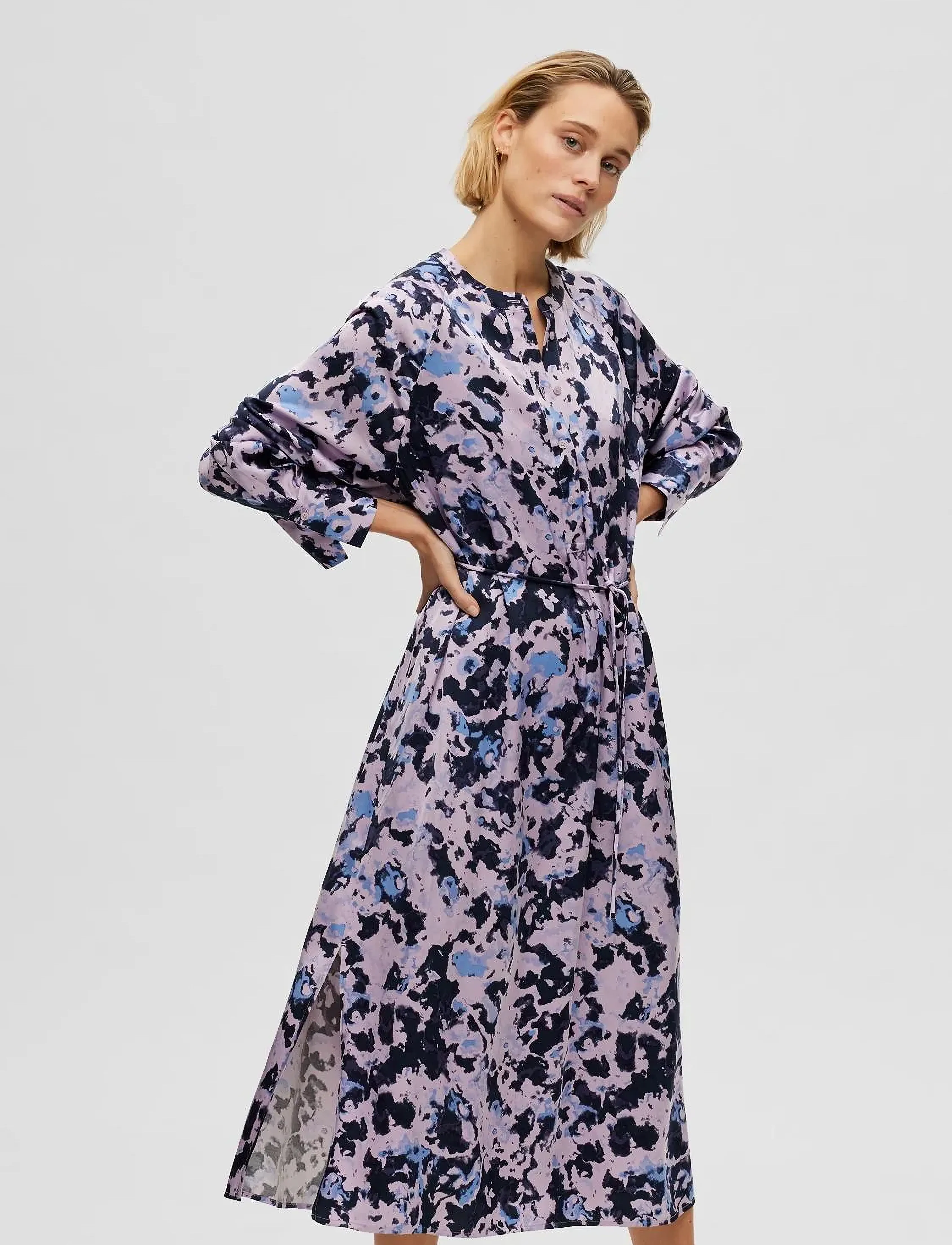 Selected SLFARONIA LS MIDI AOP SHIRT DRESS B - Kjoler - ORCHID PETAL / multi