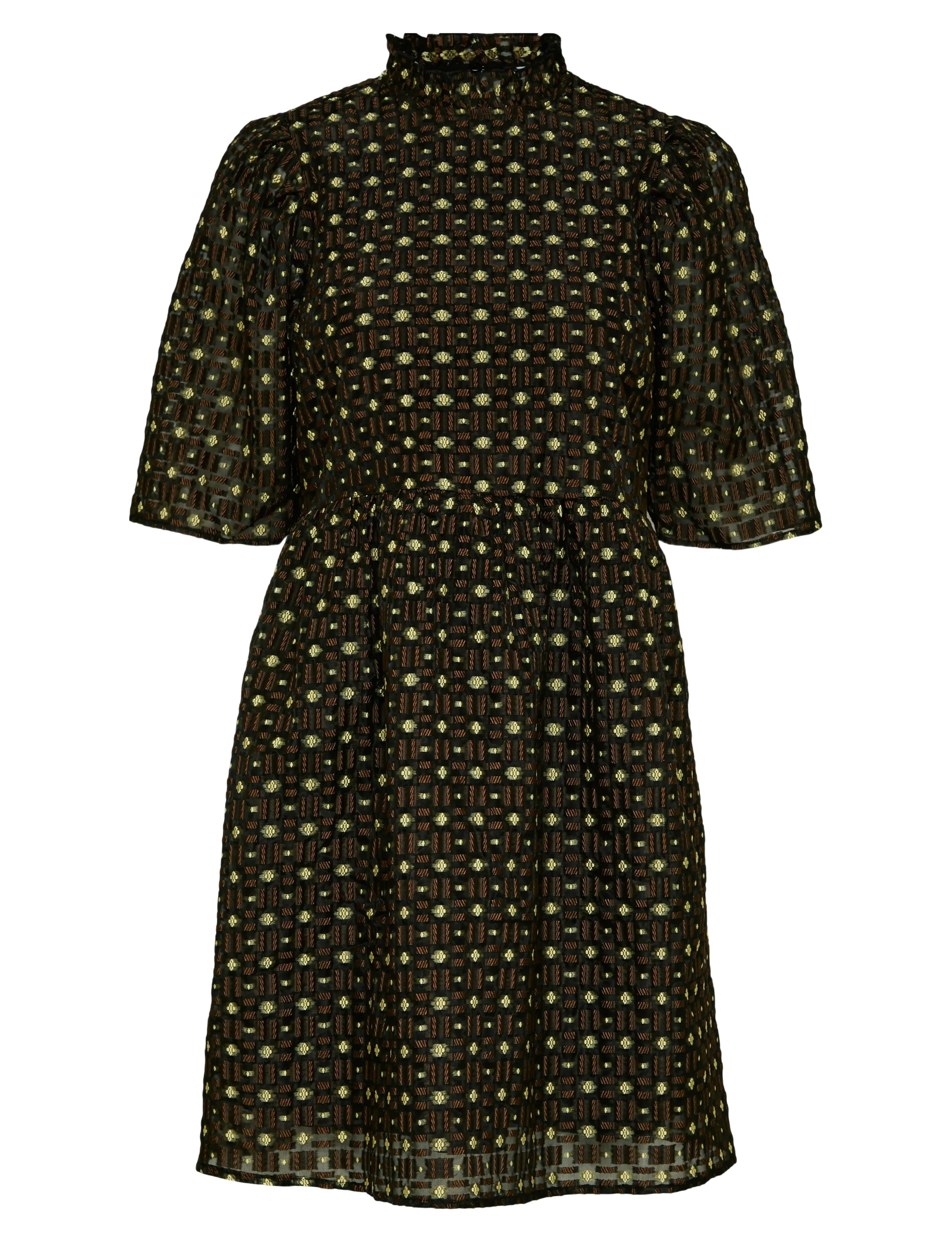 Selected SLFSOFINE 2/4  SHORT JACQUARD DRESS B - Kjoler - BLACK / black