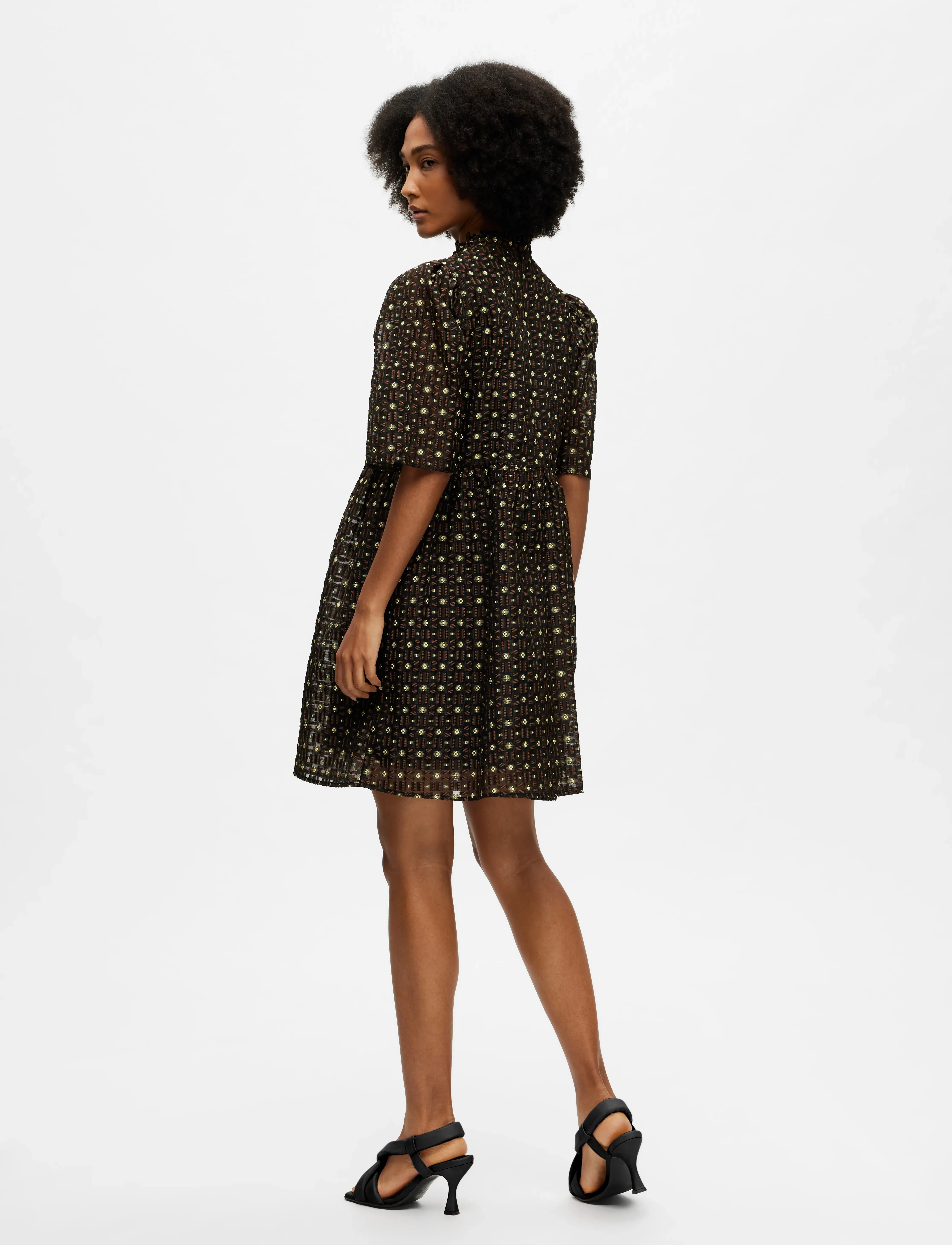 Selected - SLFSOFINE 2/4  SHORT JACQUARD DRESS B - kurze kleider - black - 3
