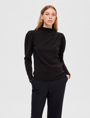 Selected Femme - SLFFENJA LS T-NECK TOP B NOOS - long-sleeved blouses - black - 2
