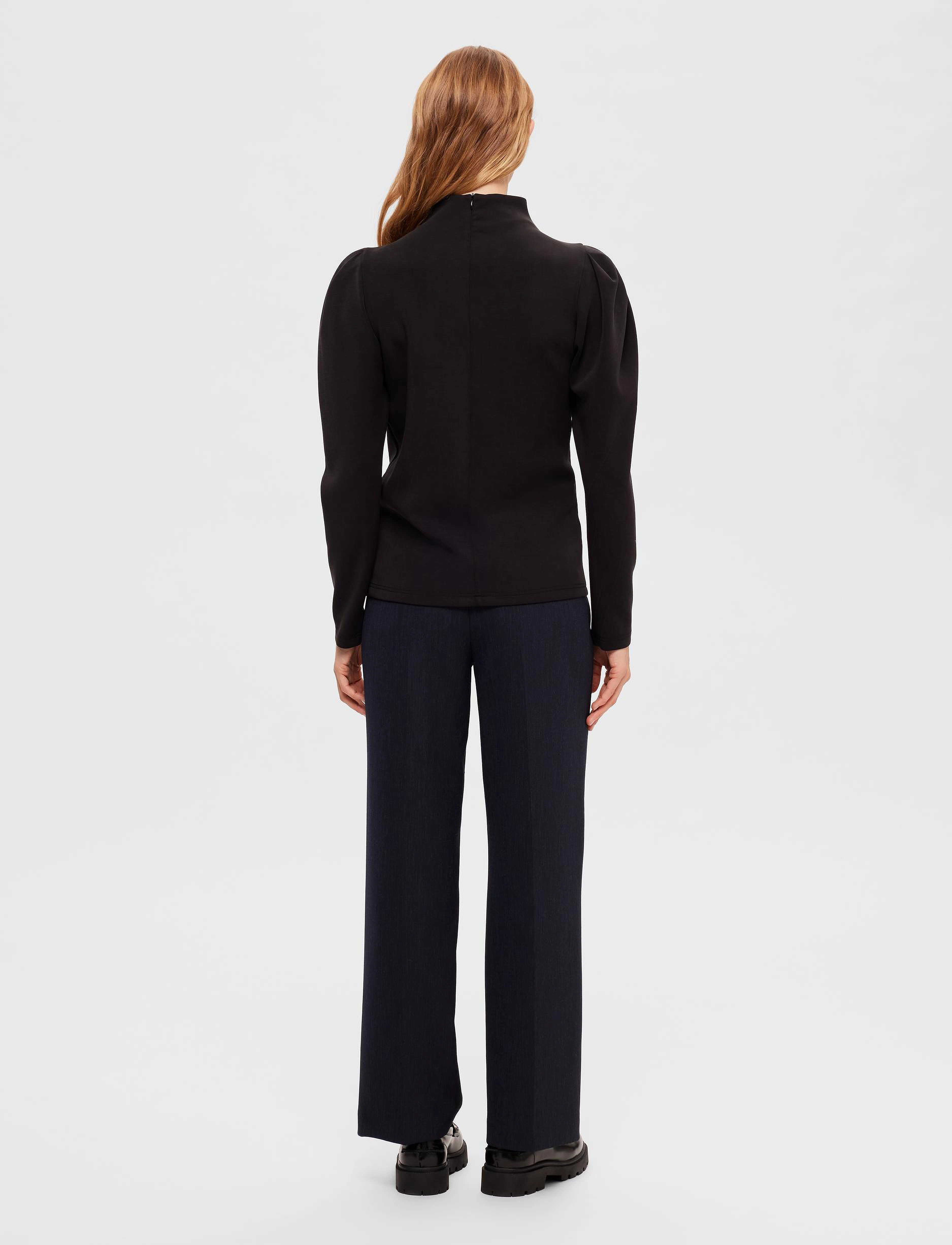 Selected - SLFFENJA LS T-NECK TOP B NOOS - blouses à manches longues - black - 3