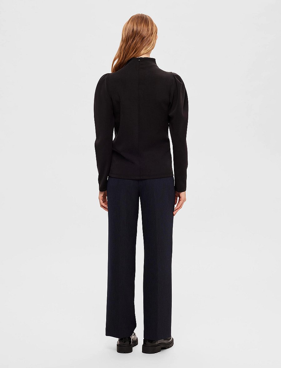 Selected - SLFFENJA LS T-NECK TOP B NOOS - blouses à manches longues - black - 3