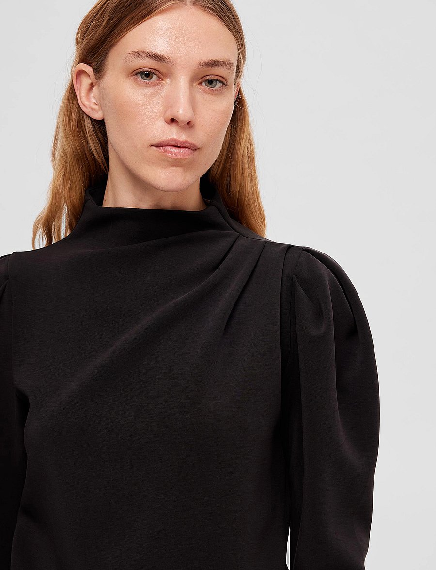 Selected - SLFFENJA LS T-NECK TOP B NOOS - blouses à manches longues - black - 5