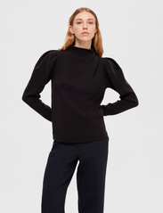 Selected Femme - SLFFENJA LS T-NECK TOP B NOOS - long-sleeved blouses - black - 6