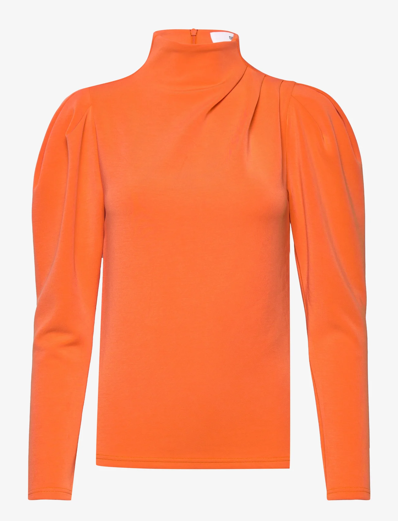 Selected Femme - SLFFENJA LS T-NECK TOP B NOOS - long-sleeved blouses - orangeade - 0
