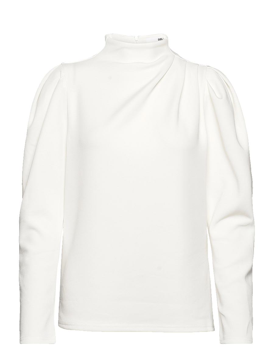 Selected - SLFFENJA LS T-NECK TOP B NOOS - blouses met lange mouwen - snow white - 1