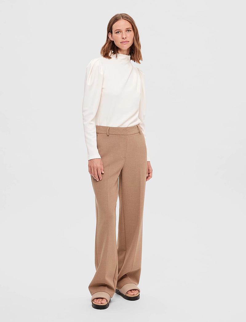 Selected - SLFFENJA LS T-NECK TOP B NOOS - blouses à manches longues - snow white - 5