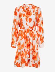 Selected Femme - SLFMIVI LS SHORT AOP DRESS B NOOS - skjortekjoler - orangeade - 0