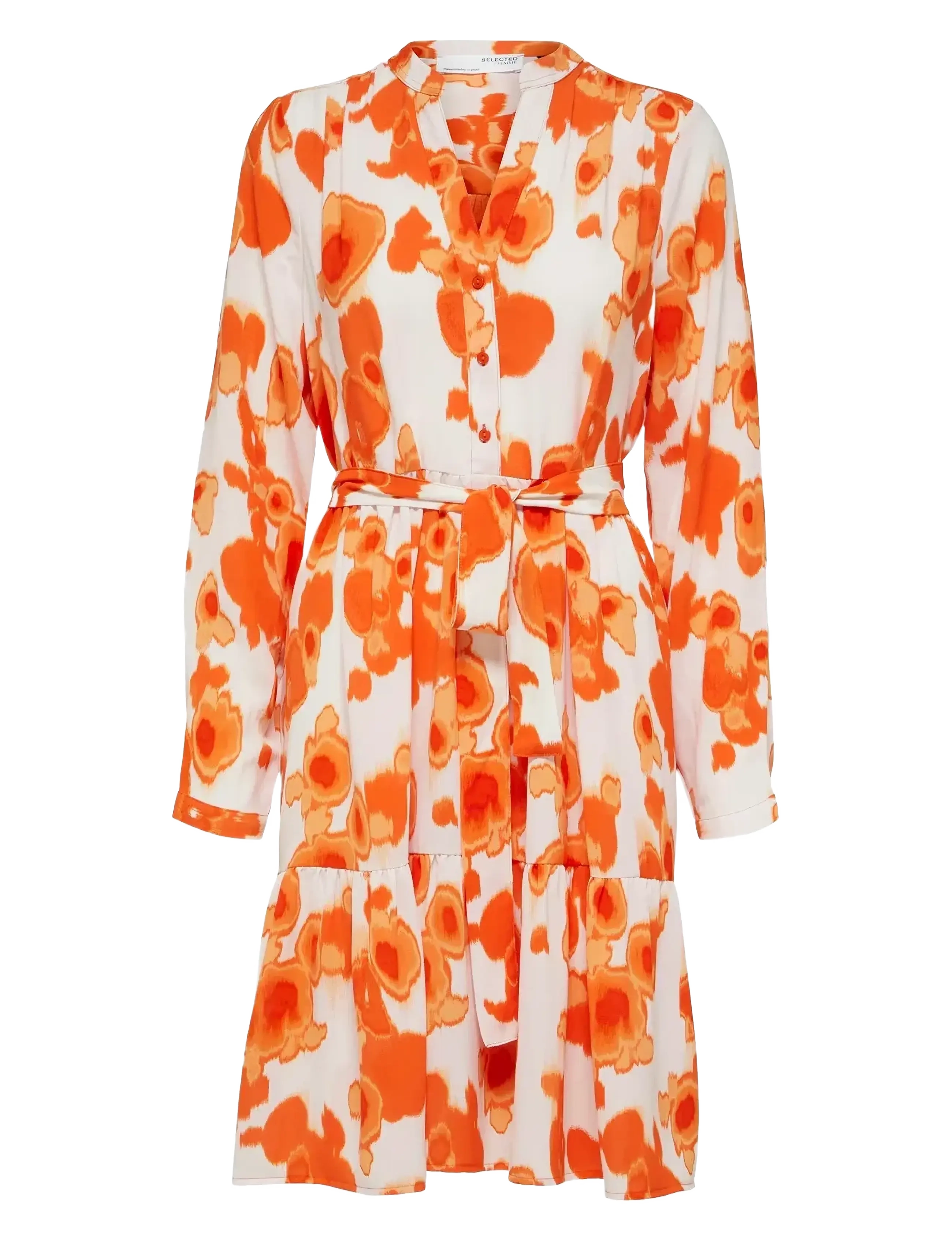 Selected SLFMIVI LS SHORT AOP DRESS B - Kjoler - ORANGEADE / orange