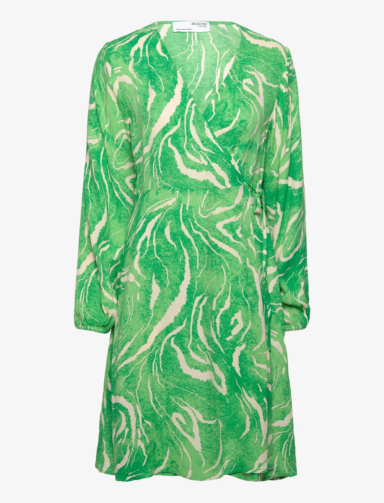 Selected Femme - SLFFIOLA LS AOP WRAP DRESS B - wickelkleider - absinthe green - 0