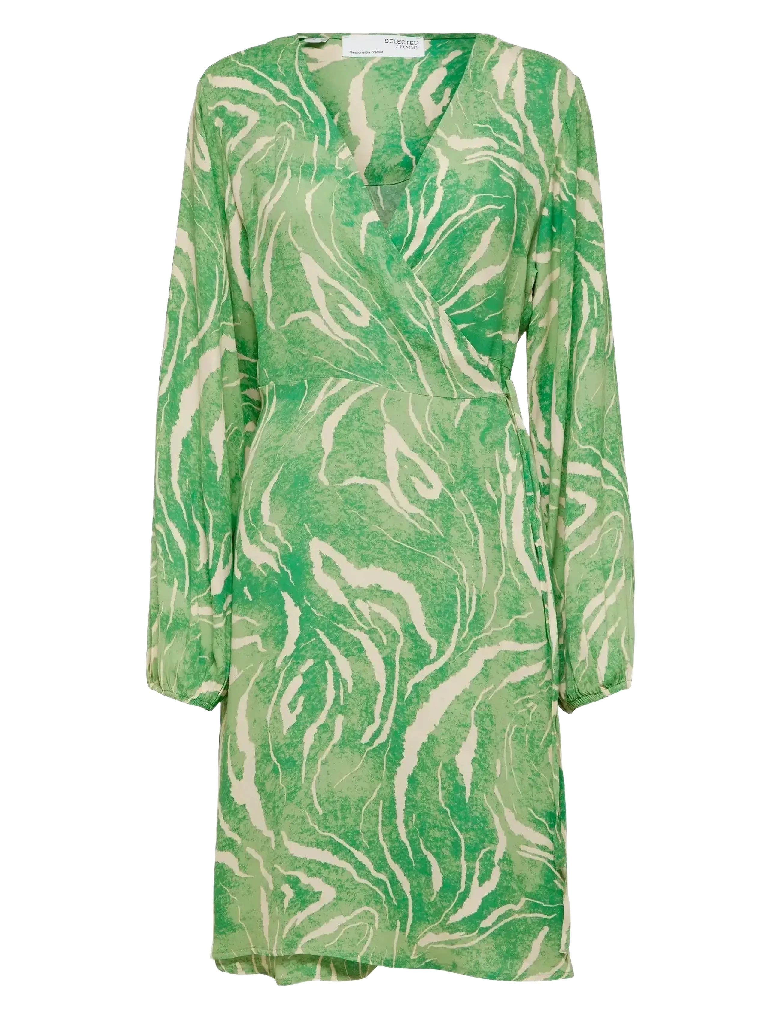 Selected SLFFIOLA LS AOP WRAP DRESS B - Loungewear - ABSINTHE GREEN / green