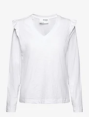 Selected Femme - SLFRYLIE LS FLORENCE V-NECK TEE EX - long-sleeved tops - bright white - 0