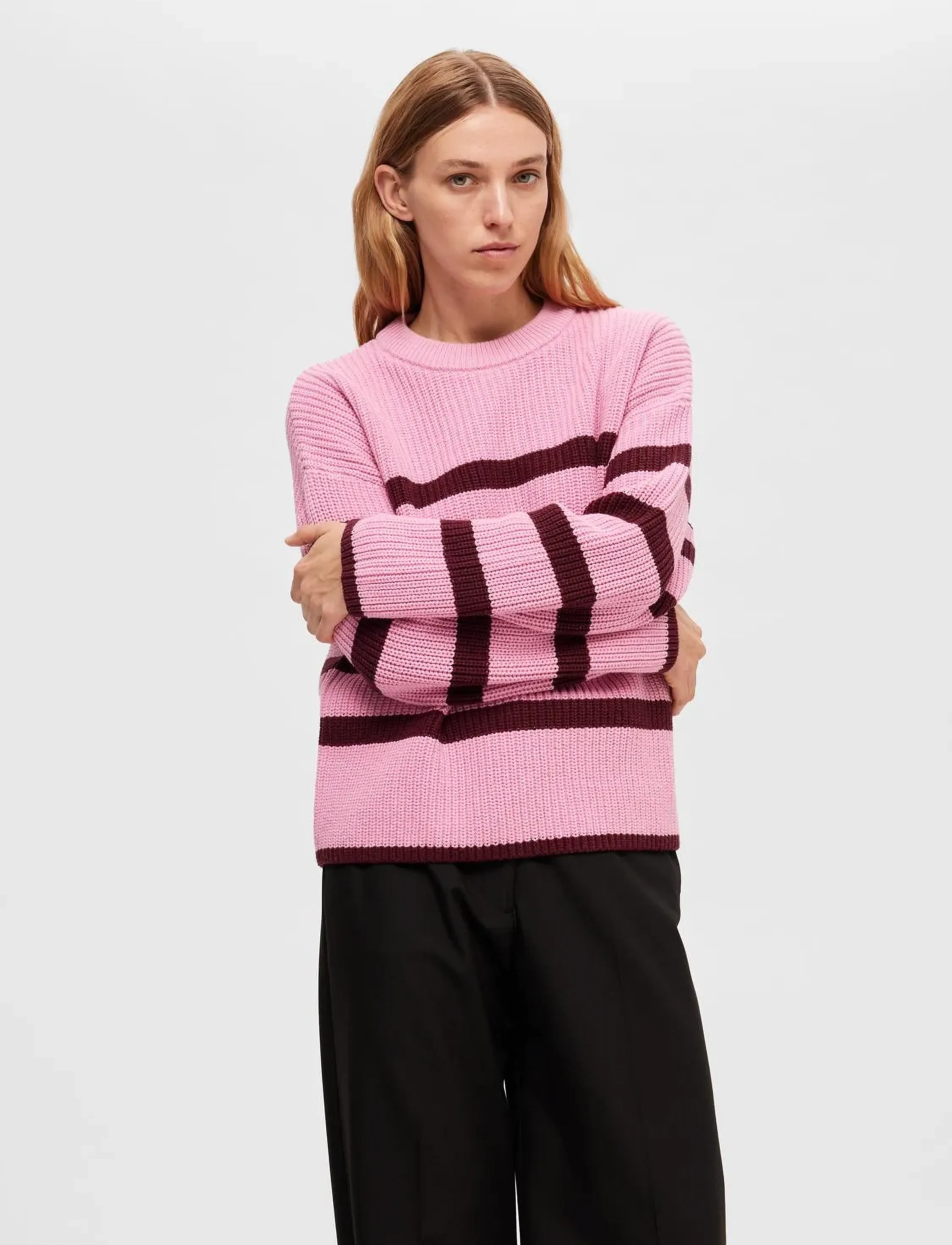 Selected - SLFBLOOMIE LS KNIT O-NECK NOOS - striktrøjer - moonlite mauve - 4