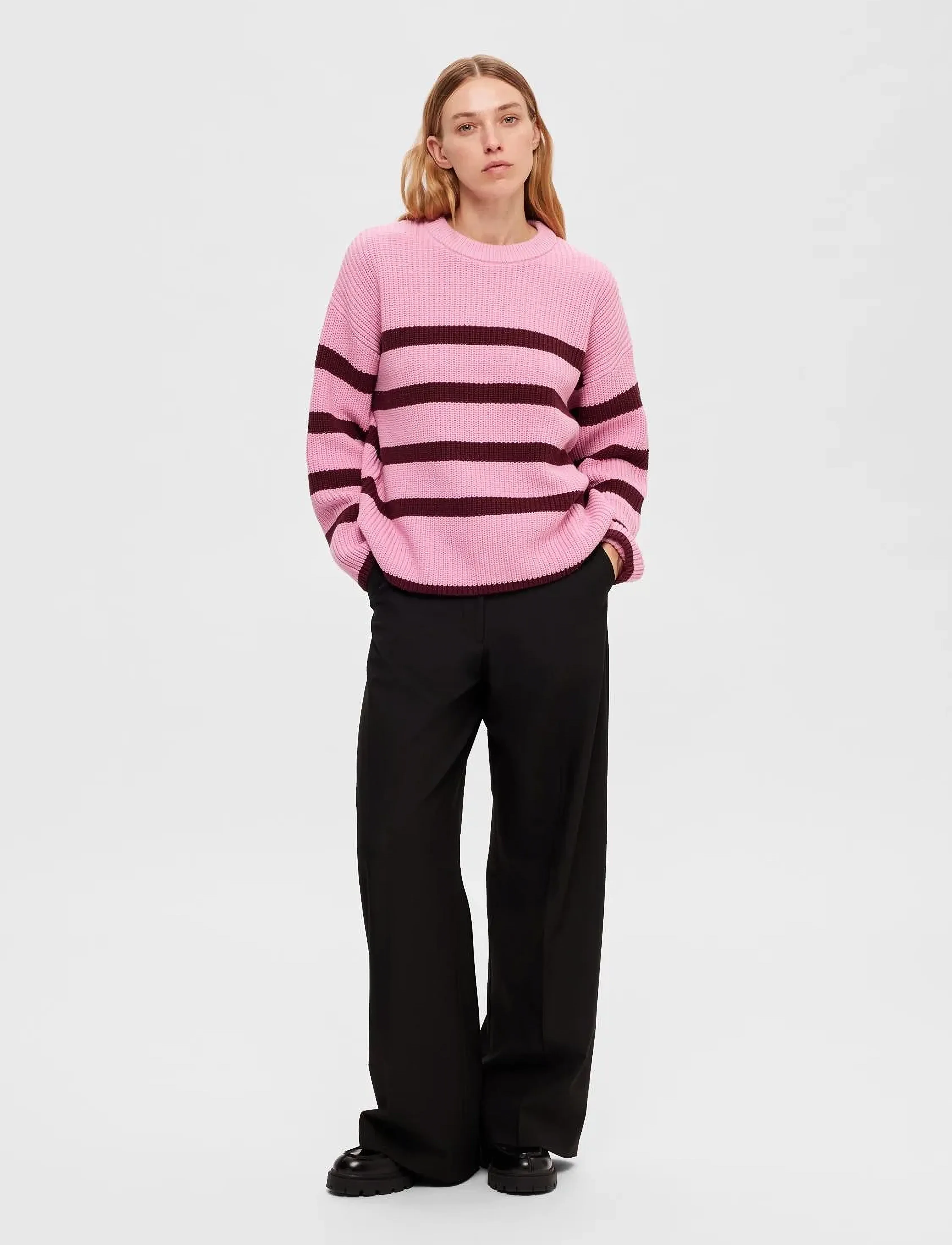 Selected - SLFBLOOMIE LS KNIT O-NECK NOOS - striktrøjer - moonlite mauve - 5