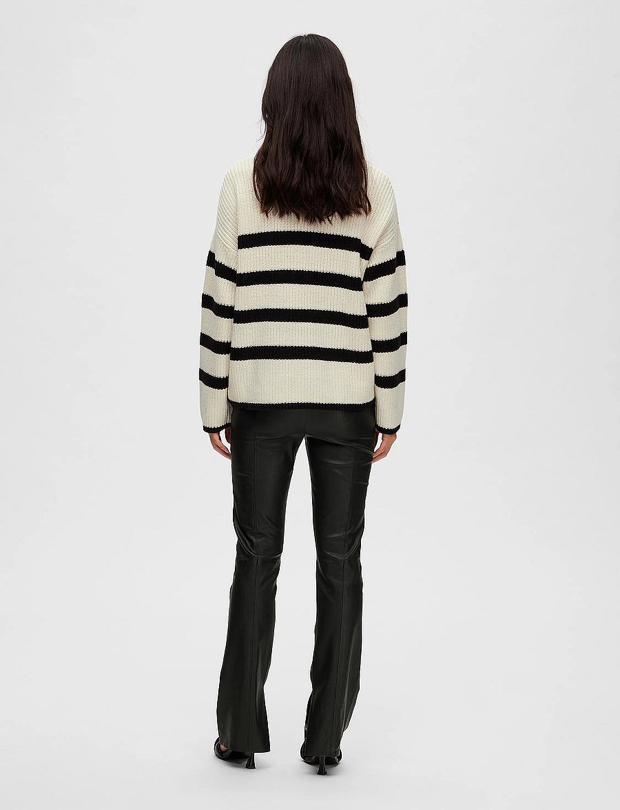 Selected - SLFBLOOMIE LS KNIT O-NECK NOOS - pullover - snow white - 3