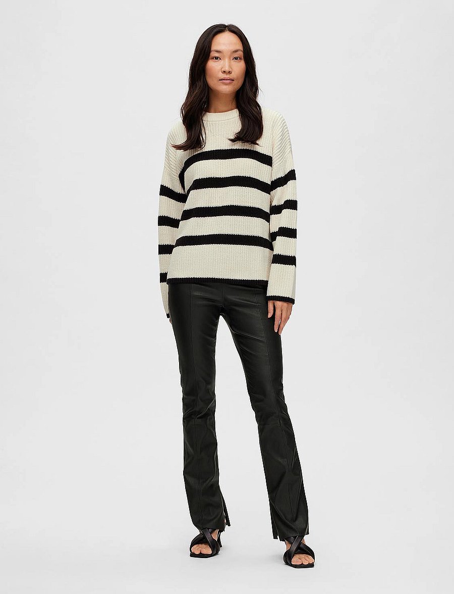 Selected - SLFBLOOMIE LS KNIT O-NECK NOOS - pullover - snow white - 4