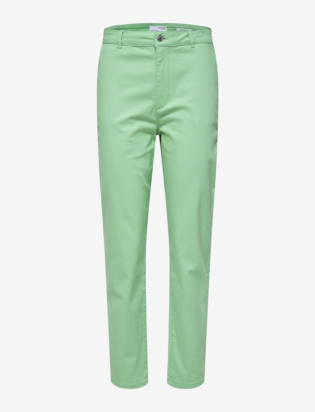 Selected Femme - SLFMARINA HW CHINO PANTS W - spodnie proste - absinthe green - 0