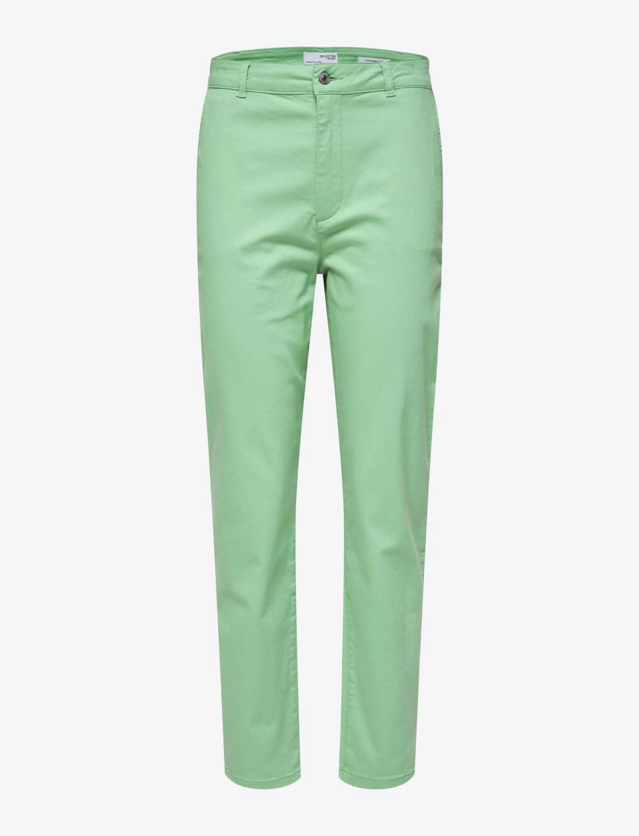 Selected SLFMARINA HW CHINO PANTS W - Broeken met rechte pijp - ABSINTHE GREEN / green