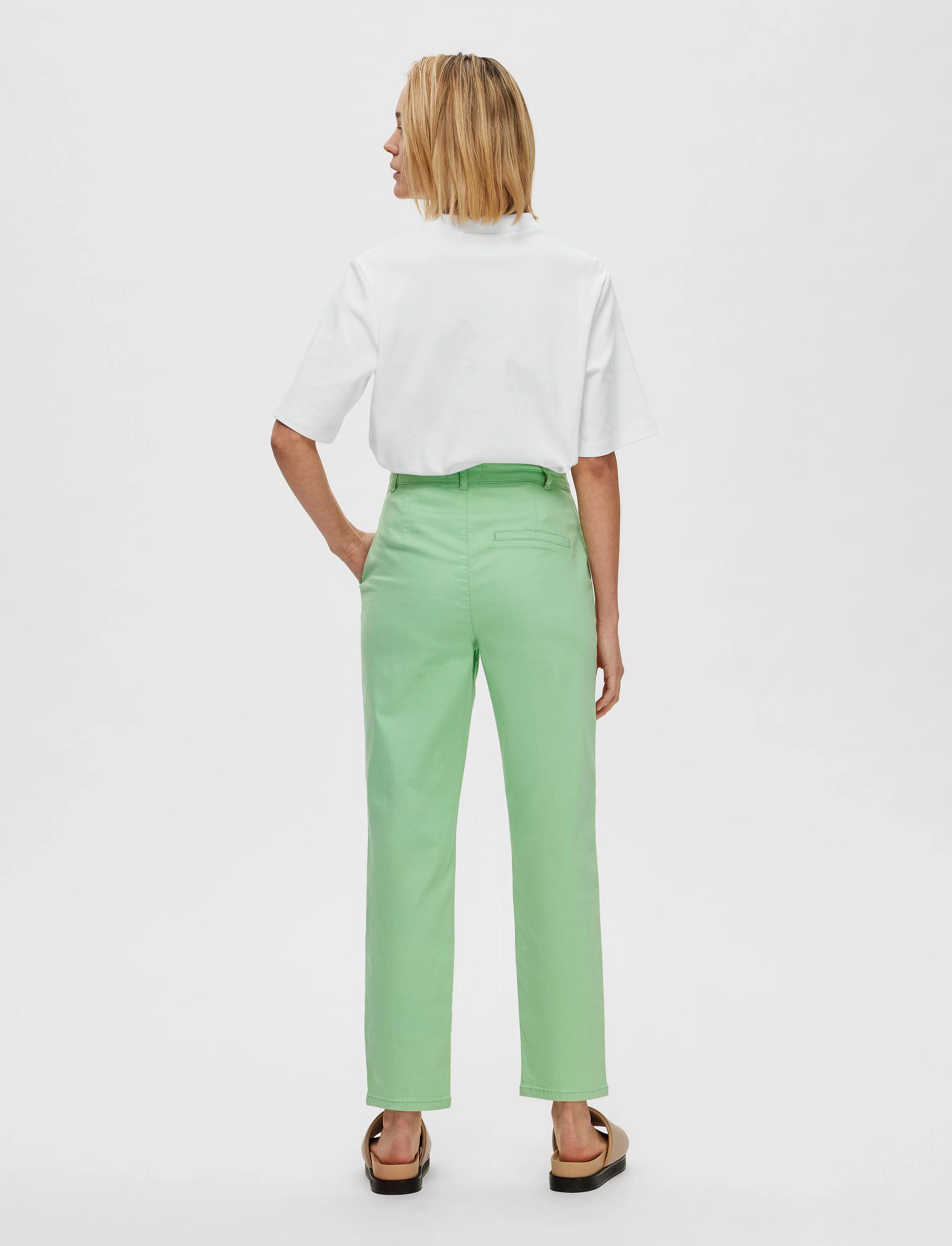 Selected - SLFMARINA HW CHINO PANTS W - straight leg hosen - absinthe green - 2