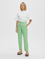 Selected Femme - SLFMARINA HW CHINO PANTS W - spodnie proste - absinthe green - 3
