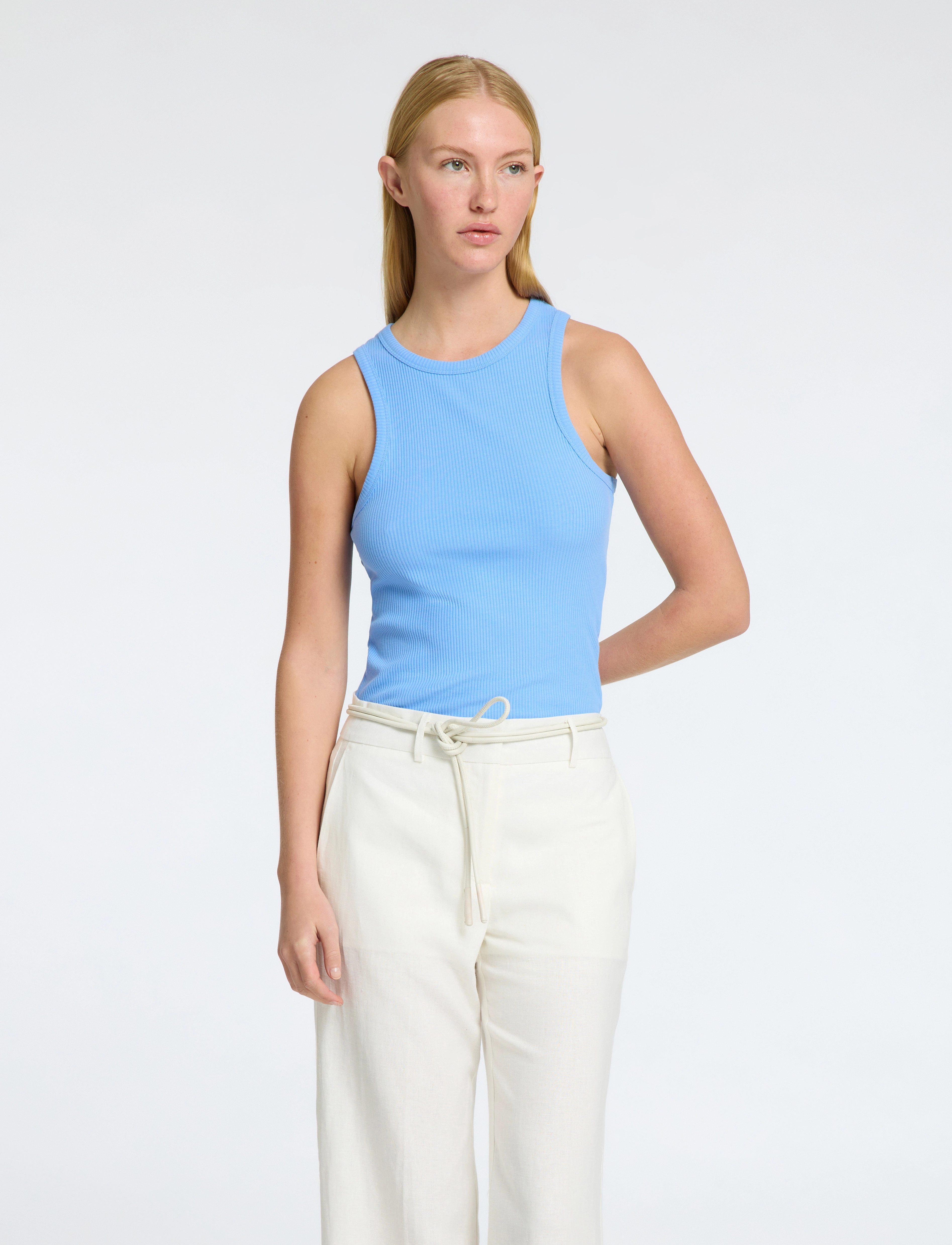Selected SLFANNA O-NECK TANK TOP NOOS - T-shirts & Toppar - CORNFLOWER BLUE / blue