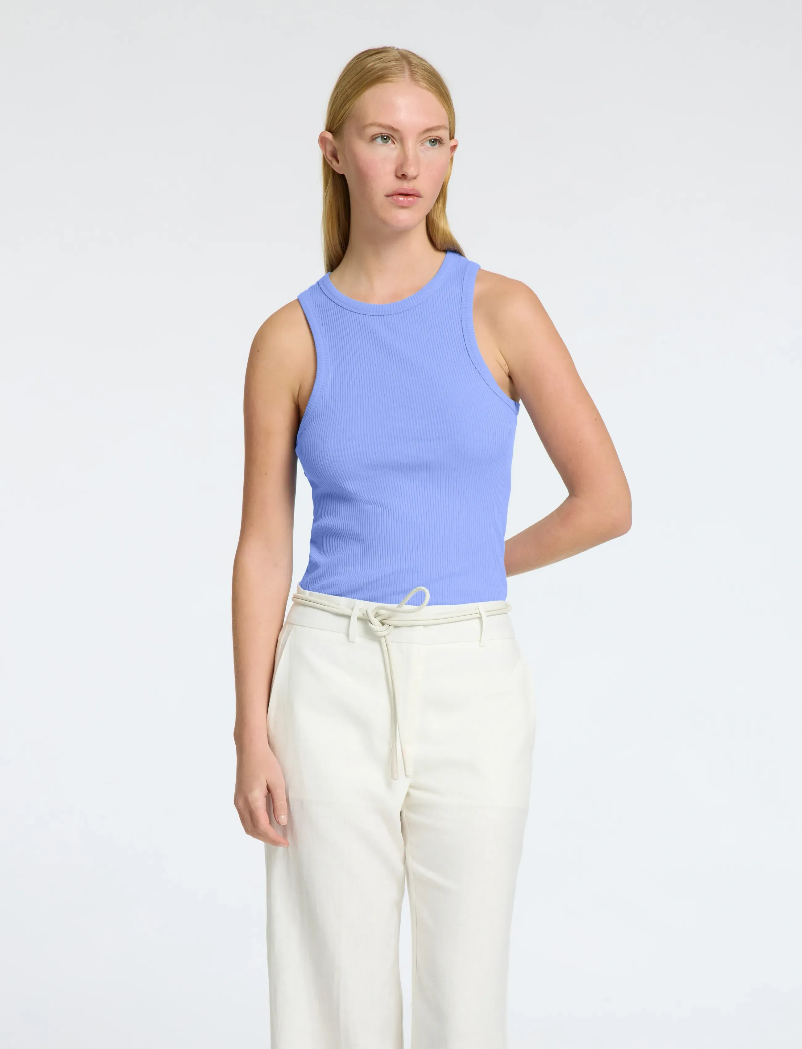 Selected SLWANNA O-NECK TANK TOP NOOS - T-Shirts & Tops - CORNFLOWER BLUE / blue