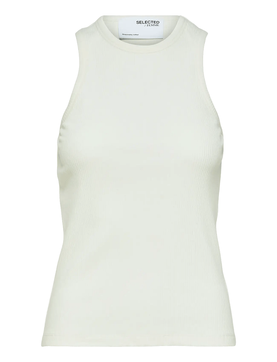 Selected - SLWANNA O-NECK TANK TOP NOOS - varrukateta topid - snow white - 1