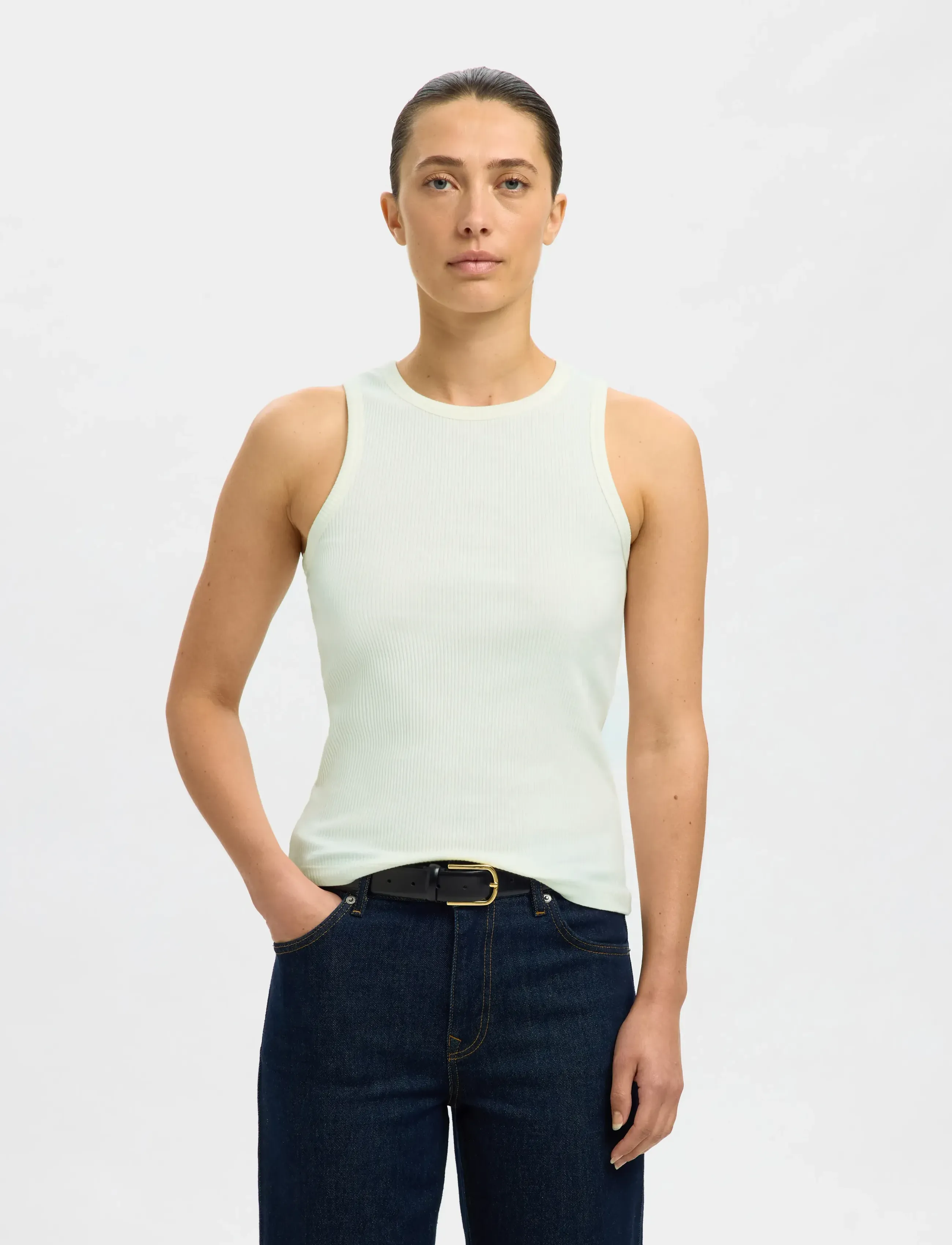 Selected SLWANNA O-NECK TANK TOP NOOS - T-paidat & topit - SNOW WHITE / white