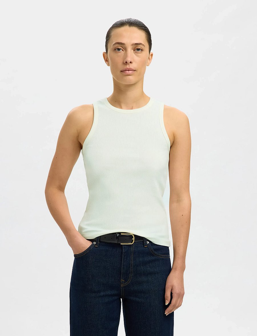 Selected - SLWANNA O-NECK TANK TOP NOOS - varrukateta topid - snow white - 0
