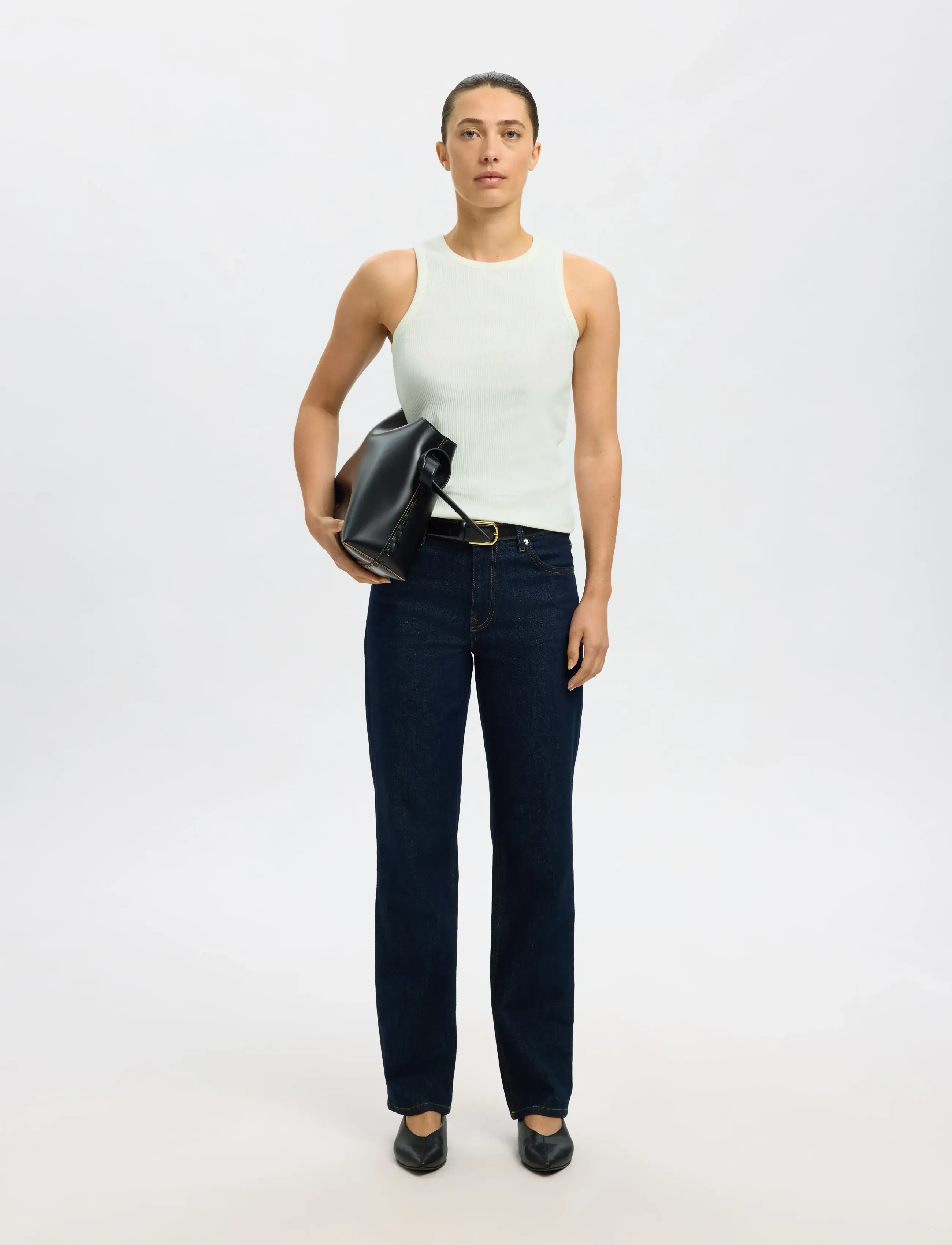 Selected - SLWANNA O-NECK TANK TOP NOOS - tanktops - snow white - 3