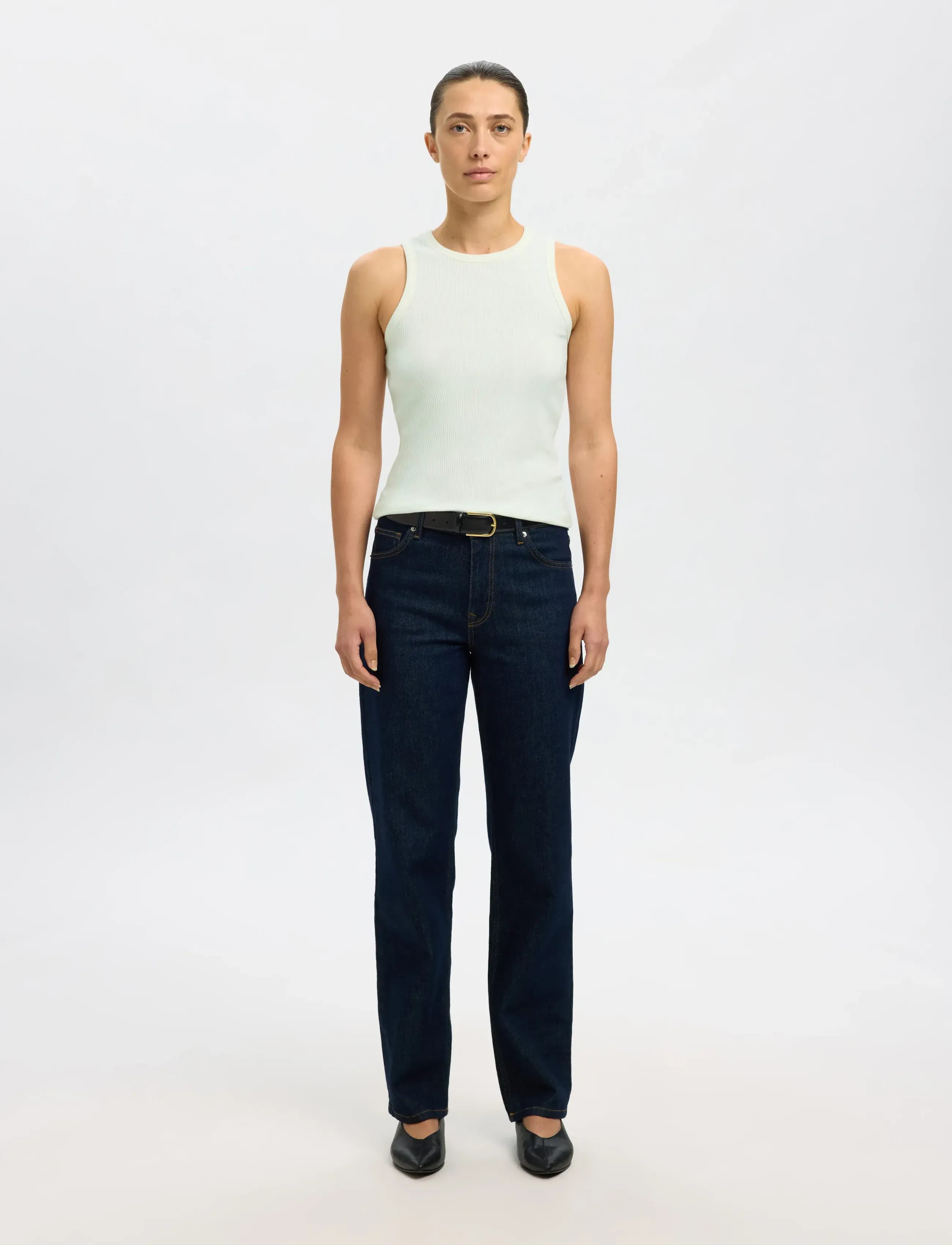 Selected - SLWANNA O-NECK TANK TOP NOOS - tanktops - snow white - 5