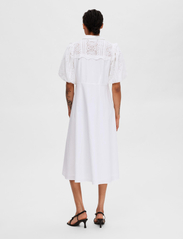 Selected Femme - SLFVIOLETTE 2/4 ANKLE BRODERI DRESS B - skjortklänningar - bright white - 2
